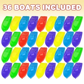ArtCreativity - Juego de 36 botes de juguete para niños, juguete flotante de plástico para piscina y tina en colores vibrantes, juguetes de agua de verano para lago, playa, tina, bonitos recuerdos de fiesta para niños y niñas
