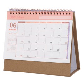 SHINEOFI Desk Calendar 2025-2026 Small Desktop Standing Flip Calendar for Home School Office Monthly Planner Brown 19x16.5cm