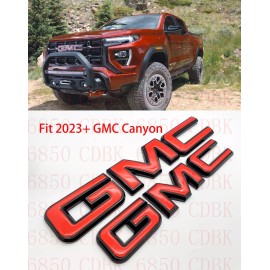 Auto Front & Rear GMC Red Black OVERLAY Emblem Badge Fit 2023+ GMC Canyon