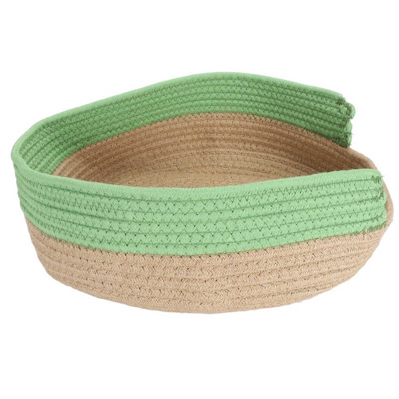 Round Cat Bed Cotton Rope Woven Basket Multipurpose Sleeping Scratching