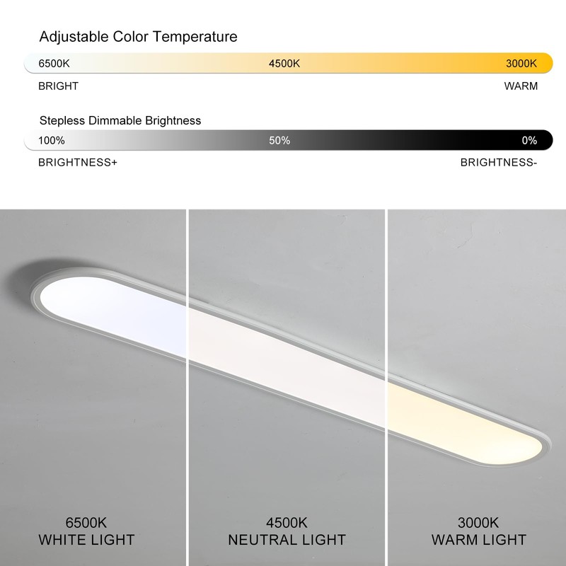 Ganeed 4FT LED Flush Mount Ceiling Light, 51W Dimmable Modern