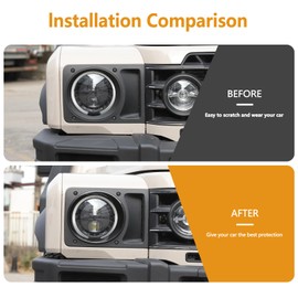 Bekantogy Car Headlight Trim Cover Compatible with INEOS Grenadier 2022-2025 ABS Front Head Light Bezels Eyelid Trim Ring Kit Exterior Accessories (Carbon Fiber Texture)