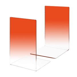 1 Pair Acrylic Bookends, MSDADA Acrylic Book Ends for Book Shelves, Non-Slip Desktop Book Organizer Stationery Bookracks for School Supplies Library Books Office Book Holder(Orange)