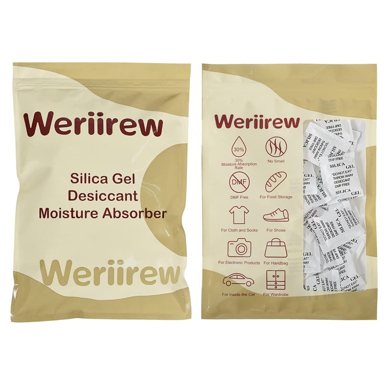 Weriirew 200 Packs Silica Gel Bag Sachets Desiccant Small Bags