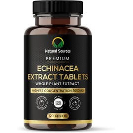 Premium UK Echinacea Whole Plant Extract Tablets 120 Tablets of Maximum Strength 2000mg | Double Extraction for Advanced Immune Support, Non-GMO, Quality Crafted in The UK