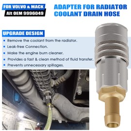 Yoursme Quick Fit Radiator Adapter for Radiator Coolant Drain Hose Compatible for 2004-2019 Volvo & 2008-2019 Mack Truck & Bus Alt 9996049