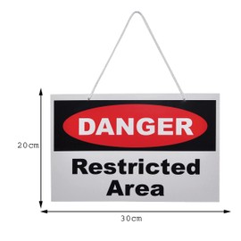 Restricted Area Sign Hanging White High Danger Keep Out Contrast Warning Safety Door Notice