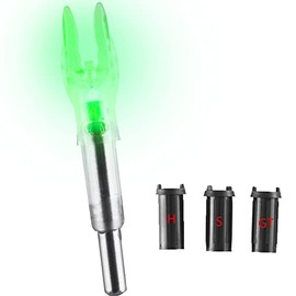 Ellen Archery 6pcs New X Lighted Nock Universal LED S Nock Fit Arrows .204 .233 .244 .246 Inside Diameter Automatically Bowstring Screwdriver Included (Green)