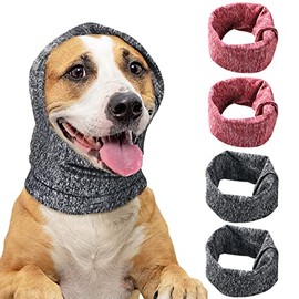 Saintrygo 4 Pieces No Flap Ear Wraps for Dogs Quiet Ears Dog Ear Cover Muffs Snood for Calming Dog Noise Protection, Dog Head Wrap Anti Anxiety Dog Hat Snood for Small Medium Dog Cat Grooming Bathing