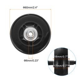 sourcing map Set of 1 Luggage Wheels Replacement 60 x 18 mm/2.4" x 0.7" Rubber Swivel Caster Bearing Wheels Repair Kits for Suitcase Inline Outdoor Skate,Black