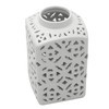 Red Lantern 12" White Carved Square Ginger Jar