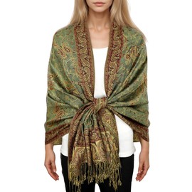 Achillea Ladies Pashmina Scarf, sage green