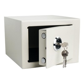 Luwint Small Steel Safe Box with Key Lock, 0.3 Cu Ft Home Security Safe for Wall Mount, Heavy Duty Metal Lock Box for Cash Jewelry Passport