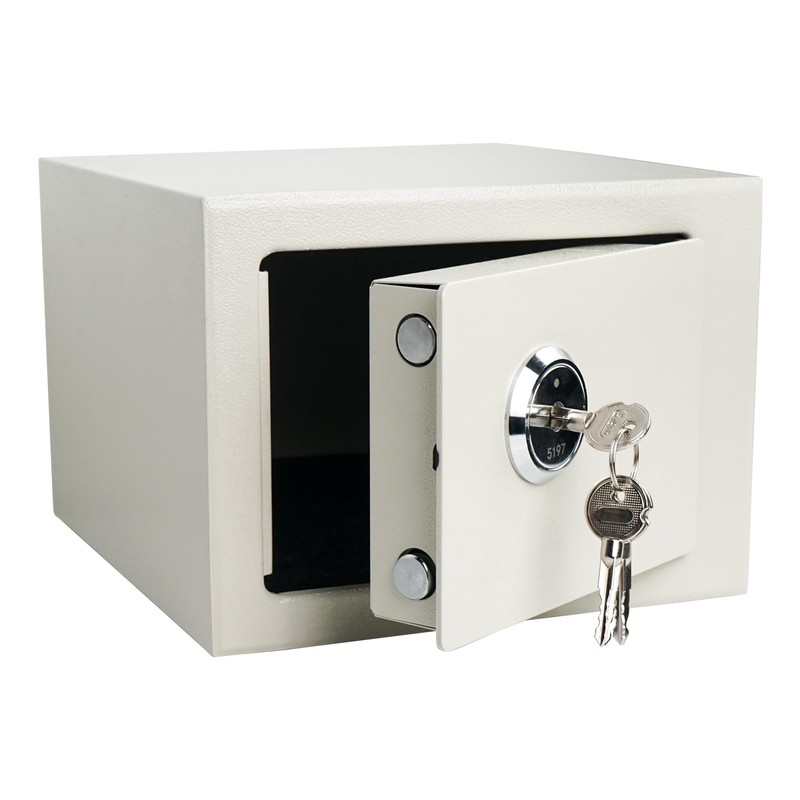 Luwint Small Steel Safe Box with Key Lock, 0.3 Cu