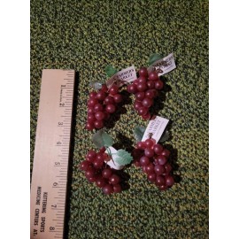 Farmers Market Mini Grapes Lot of 4 Plastic Grapes Wedding Favor Small Wine Decor 3" Purple New