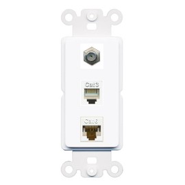 RiteAV 1 Port CAT6 Ethernet Coax Phone Wall Plate - Rocker [White]