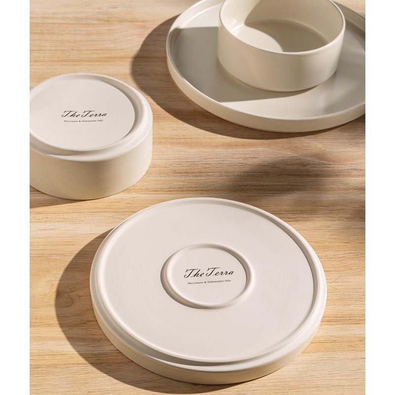 TheTerra Ceramic Dinnerware Sets for 4, 12 Pieces Handmade Reactive
