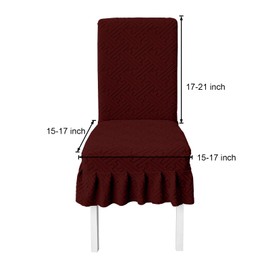 AOSCTELF Dining Chair Coves Set of 4, Stretch Seat Covers with Skirt Hem, Washable Elastic Chair Slipcovers for Dinning Room,Restaurant,Banquet- Red