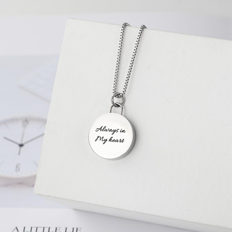 XSMZB Round Memorial Cremation Jewelry for Ashes Always in My