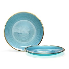 " OCCASIONS " 360 Pcs set (60 guest) Wedding Disposable Plastic Plate and Silverware Combo 10" + 7" + Gold Silverware (Double Fork) (Belize in Blue & Gold)