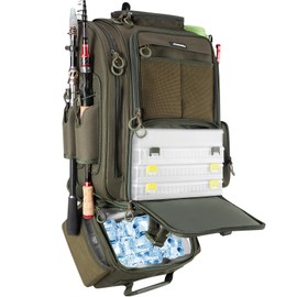 BLISSWILL Large Fishing Backpack with Cooler for 3 Tackle Boxes - Fishing Bag with Rod Holders for Camping and Hiking