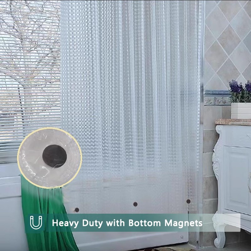 Clear Shower Curtain Liner, 100% Waterproof EVA 3D Shower Curtains