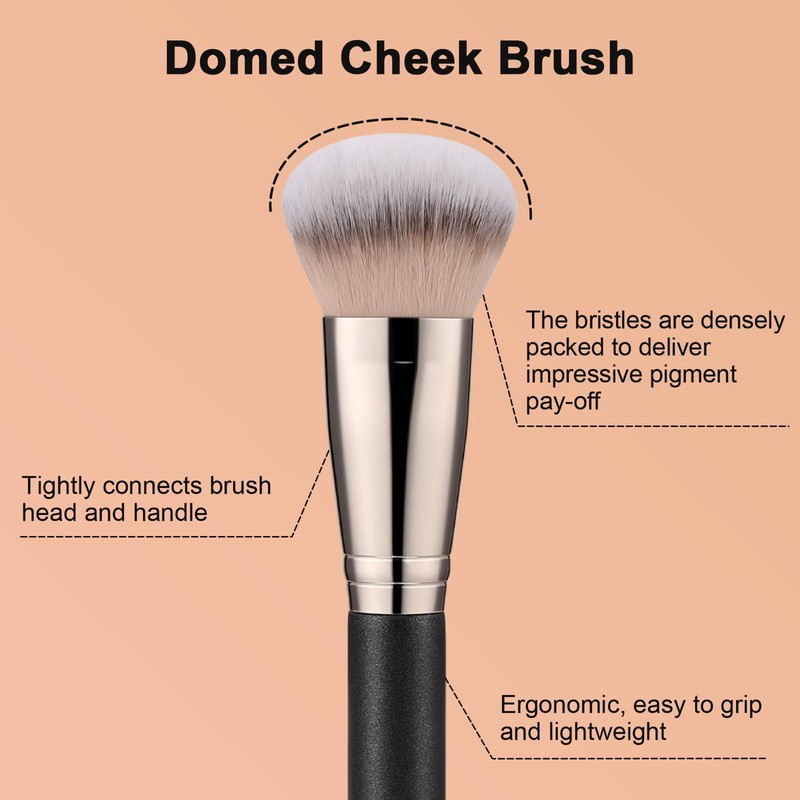 TEOYALL Domed Cheek Brush, Medium Precision Blush Brush, Dense Synthetic