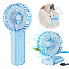 Psecici Handheld Fan, Mini Portable Personal Fan with lanyard, 4 Speeds Level 180° Foldable Design for Desk/Travel/Office/Outdoor