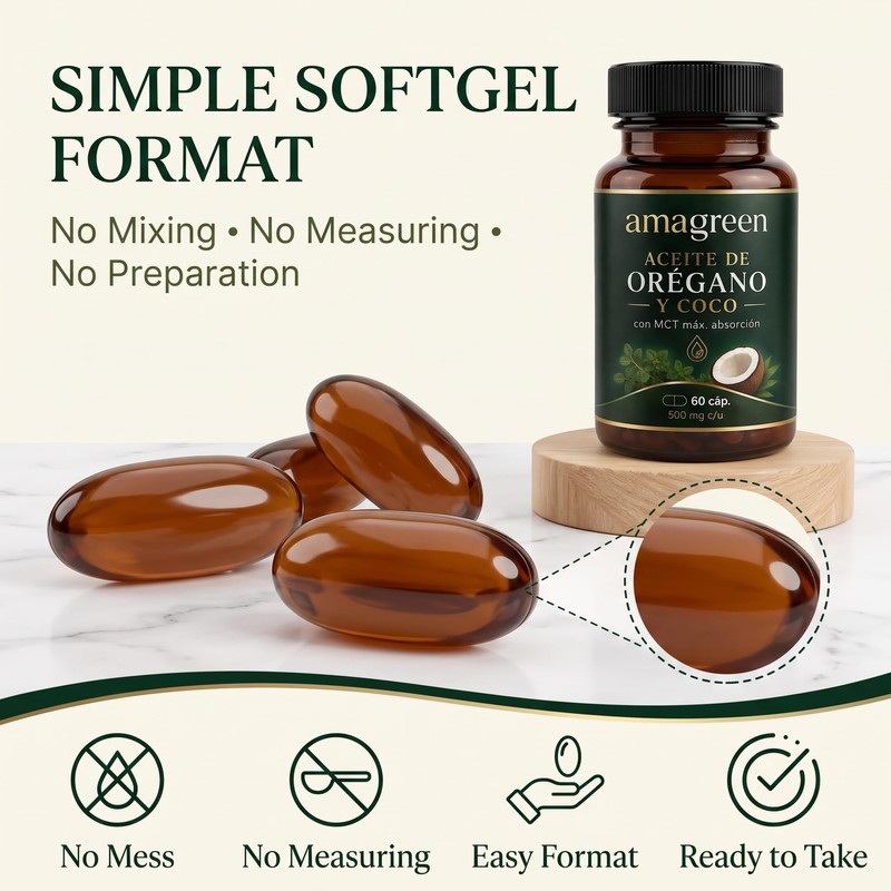 AiVitality Amagreen Aceite Oregano y Coco - 60 Softgels, Oregano