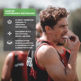 Game On Mouthguards - Only ADA Accepted Strapless Adult Sports Mouth Guard for Football, Basketball, Lacrosse, Hockey - Superior Protection, Comfortable Fit (Braces Mouthguard) (Youth, Clear)