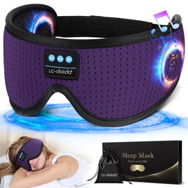 LC-dolida Sleep Headphones, White Noise Bluetooth Sleep Mask 3D Breathable Wireless Eye Mask for Timing, Sleep Mask with Bluetooth Headphones for Side Sleepers Travel Yoga, Cool Gadgets for Women Men