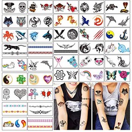 Tatuajes Temporales para Niños, Niñas y Niños: 72 Tatuajes en 36 Hojas Ideales para Decoraciones y Recuerdos de Fiestas