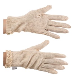 Elle Linen Hat Gift Women's UV Gloves, Willow Material, Anti-Slip, Stretch, Cotton, 4 Types to Choose from, Smooth and Comfortable, Case Included, Fingerless, Arm, 5 Fingers, Long, Short, Ribbon, 12.