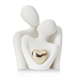LISAPRO Estatua de Cerámica de Pareja Abrazándose, Decoración Abstracta de Cifras de Estilo Moderno, Decoracion Hogar, Estatuas Decorativas, Esculturas para Hogar, Estatua de Amor(Blanco)