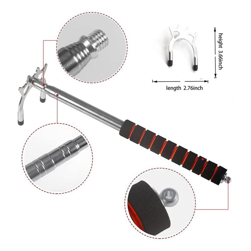 Retractable Billiards Pool Cue Stick Bridge with Removable Bridge Head