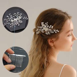 DIY Bridal Wedding Comb Hair Comb Wedding Hair Combs with 12 Teeth Silver Colour Comb for Veil Hair Comb Made of Metal for Bridal Jewellery, Bridal Veil, Decorative Headpiece Accessories (Silver)
