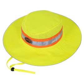 Pioneer Breathable and Comfortable High Visibility Ranger's Work Hat with Reflective Tape, Yellow, Universal, V2051660-O/S