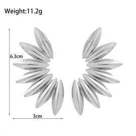 Chunky Gold Geometric Statement Earrings for Women, Exaggerated 14K Gold Plated Drop Dangle Earrings Vintage Retro Punk Jewelry Accessories Gifts (Silver)