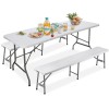 SEGAWE Folding Table Set w/2 Benches 6FT Camping Picnic Table