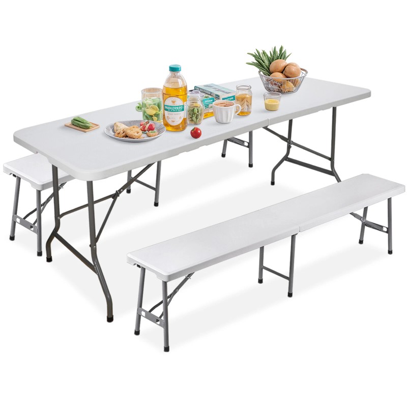 SEGAWE Folding Table Set w/2 Benches 6FT Camping Picnic Table