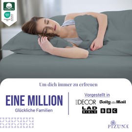 Pizuna Fitted Sheet 90 x 200 cm - 100 x 200 cm Cotton Dark Grey, 1000 Thread Count Made of 100% Long Staple Cotton in Satin Weave Thick Fitted Sheet with 40 cm Deep Pocket