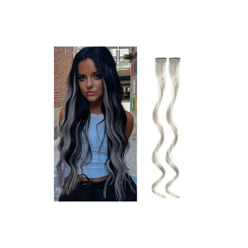 2 x Clip-In Hair Extension Highlights Streaks, Colourful Hair Highlights