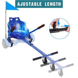 DisplayForever Hoverboard Kart Seat Attachment for All Ages | Hoverboard Accessories Compatible with 6.5'' 8'' 8.5'' 10'' Two Wheel Self Balancing Scooter | Adjustable Frame Length | Blue