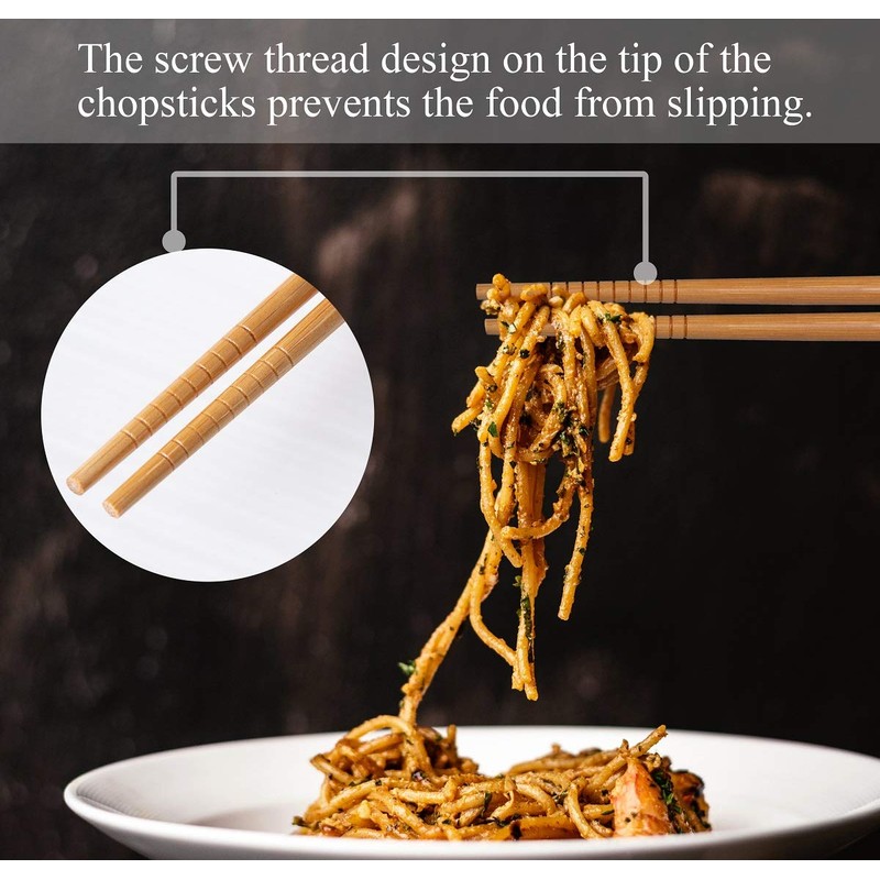 MELLIEX 10 Pairs of Chopsticks Japanese Bamboo Chopsticks Reusable Washable