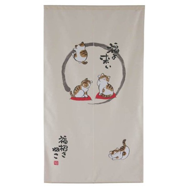 Made in Japan Type Noren Curtain Tapestry Maneki Neko Fortune Cat