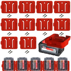 Gijok Battery Holder for Milwaukee M18 18V Battery (No Battery), 10Packs Wall Mount Batteries Storage for Wall, Work Van, Shelf, Toolbox