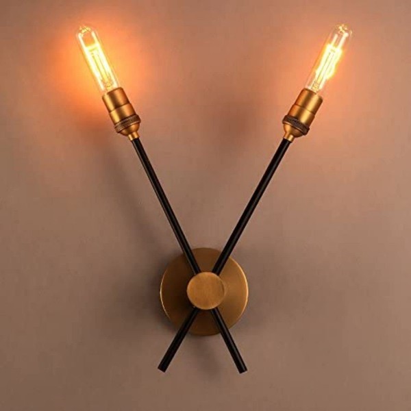Jiuzhuo Retro Simplicity Brass&Black Rotating Elongated Torch Wall Light (2-Light)