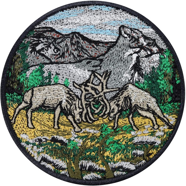 Platzhirsch Patch Deer Nature Sew-On Deer Fight Sticker Embroidered Iron-On