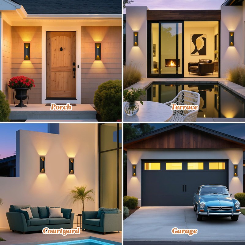 TPSHPTS Outdoor Wall Lights 4 Pack, 15" Up and Down