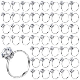 Neyauo 50 Pcs Adjustable Diamond Engagement Rings, Fake Bridal Shower Rings